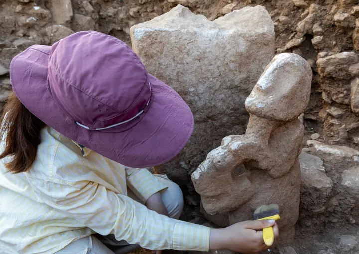 11,000-year-old sculpture of a human riding a leopard unearthed in Türkiye