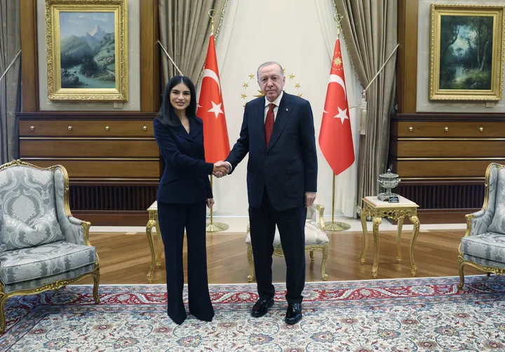 جۇمھۇر رەئىس ئەردوغان ئۆزبېكىستان پىرېزىدېنت مەھكىمىسىنىڭ باشلىقى مىرزىيويېۋانى قوبۇل قىلدى