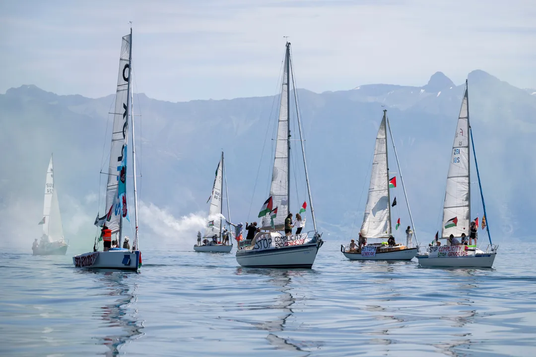 Gaza: une flottille manifeste sur le lac Léman contre le sommet du G7