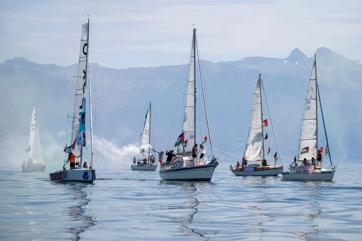 Gaza: une flottille manifeste sur le lac Léman contre le sommet du G7