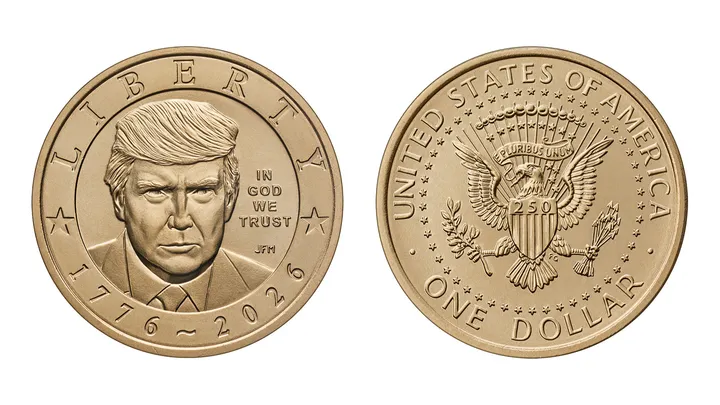 US Mint puts sitting President Trump on $1 coin, a rare first in a century