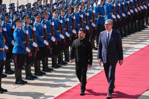 Predsjednik Ukrajine Zelenski svečano dočekan ispred Palate "Srbija" u Beogradu