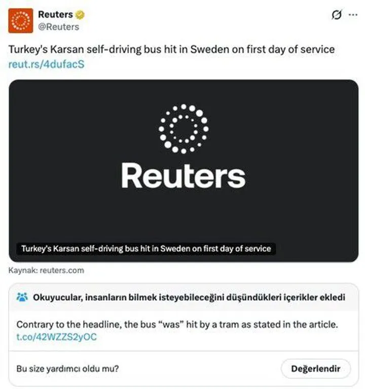Reuters përballet me kritika për titullin mbi aksidentin që përfshinte autobusin turk pa shofer