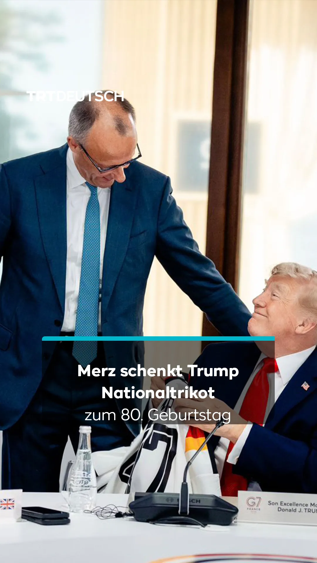 Merz schenkt Trump Nationaltrikot zum 80. Geburtstag