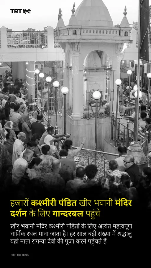 हजारों कश्मीरी पंडित खीर भवानी मंदिर दर्शन के लिए गान्दरबल​ पहुंचे