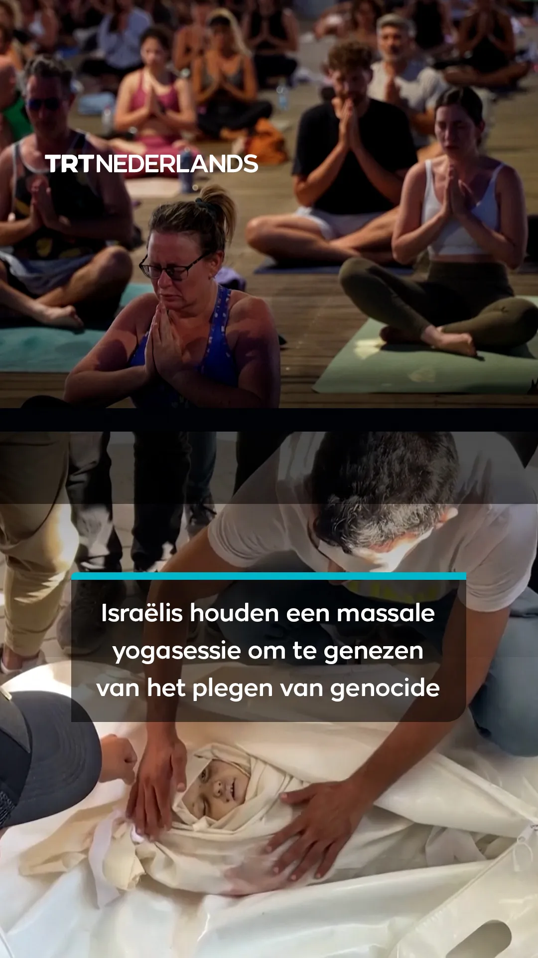 Israëlis houden massale yogasessie tegen PTSD als gevolg van het plegen van genocide