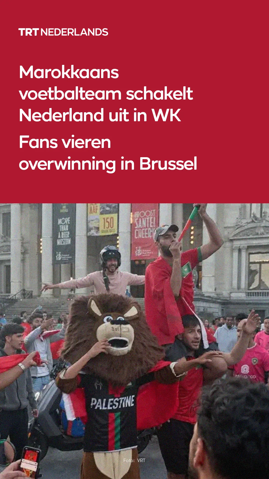 WK 2026: Feest in Brussel na overwinning Marokko op Nederland