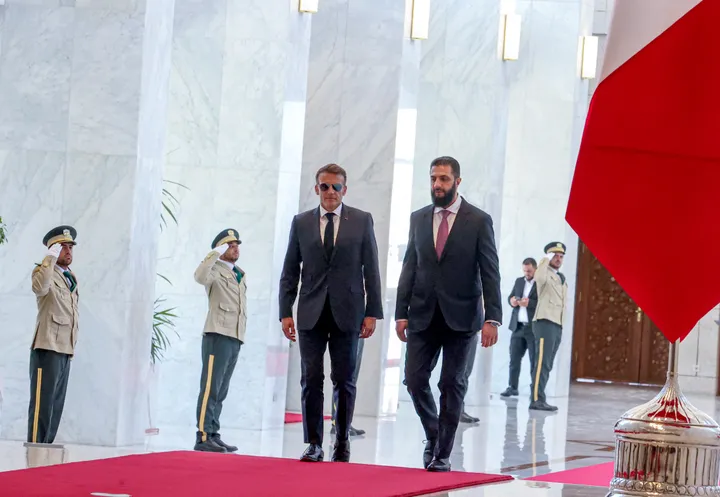 Twin blasts rock Damascus during Macron's Syria visit