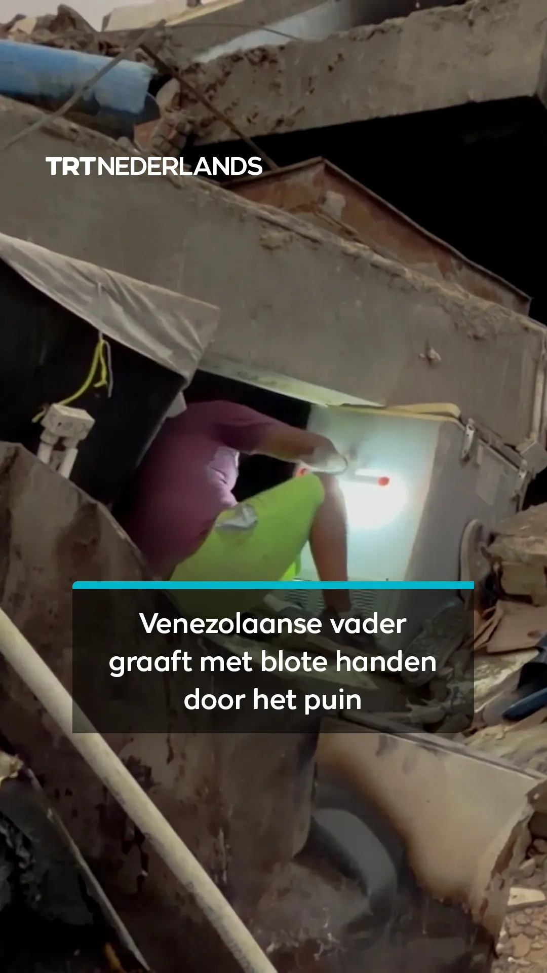 Venezolaanse vader graaft met blote handen door het puin om vermiste dochters te vinden