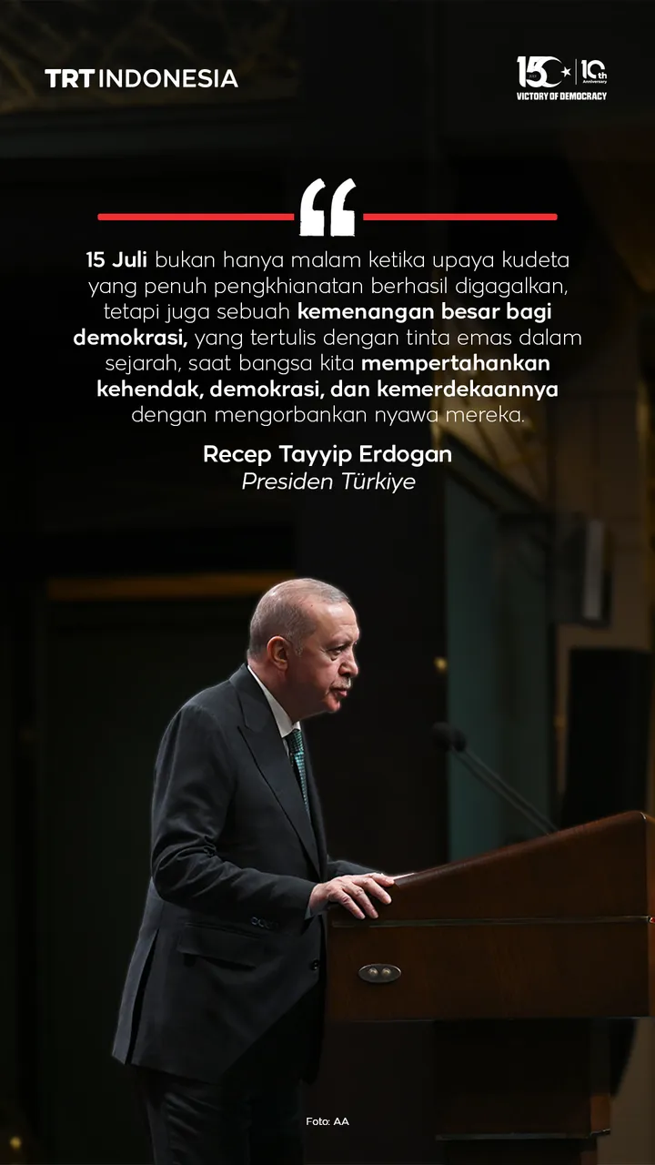 10 tahun setelah kudeta gagal, Erdogan: Türkiye kini lebih kuat dan bersatu