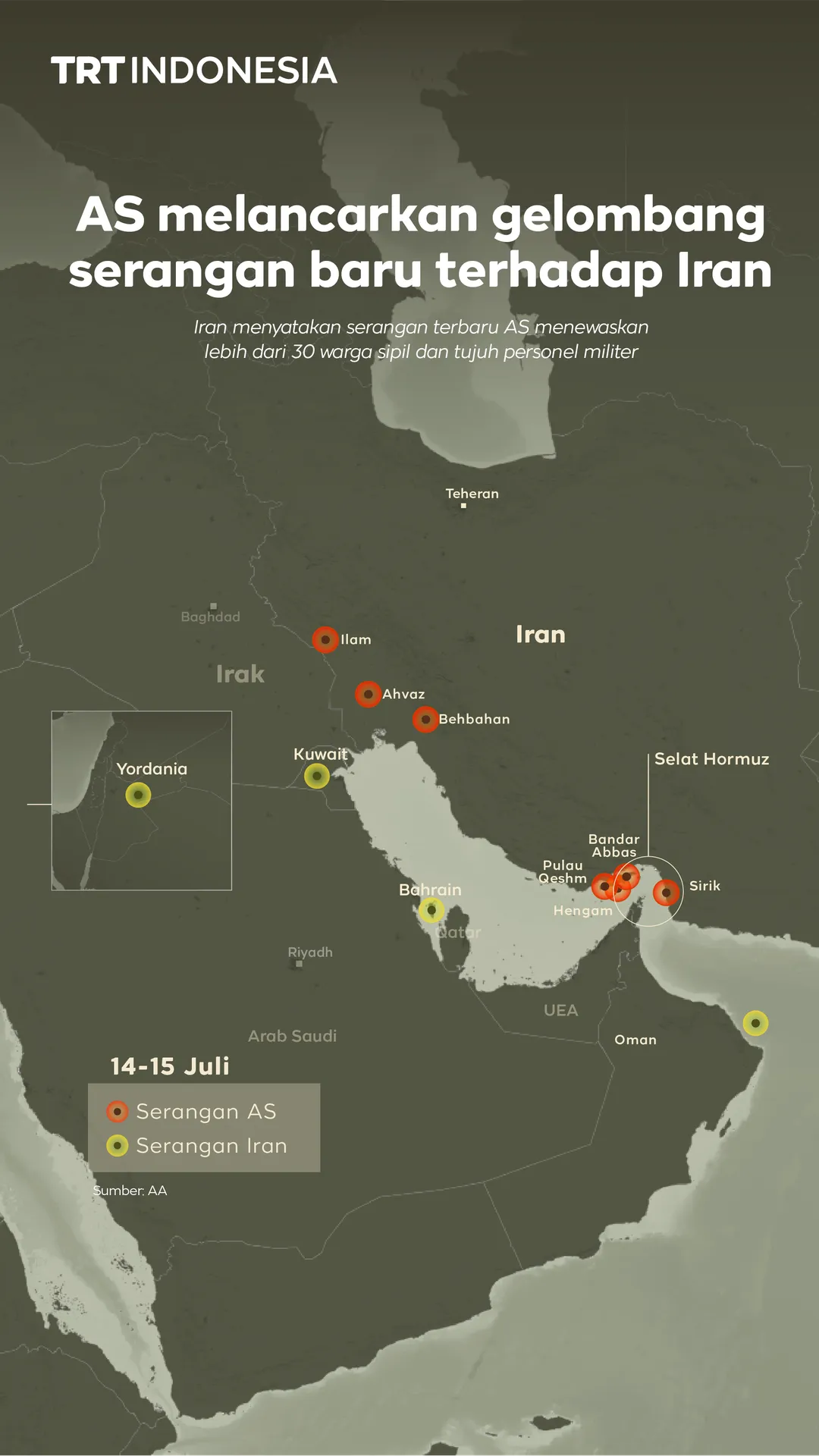 AS melancarkan gelombang serangan baru terhadap Iran