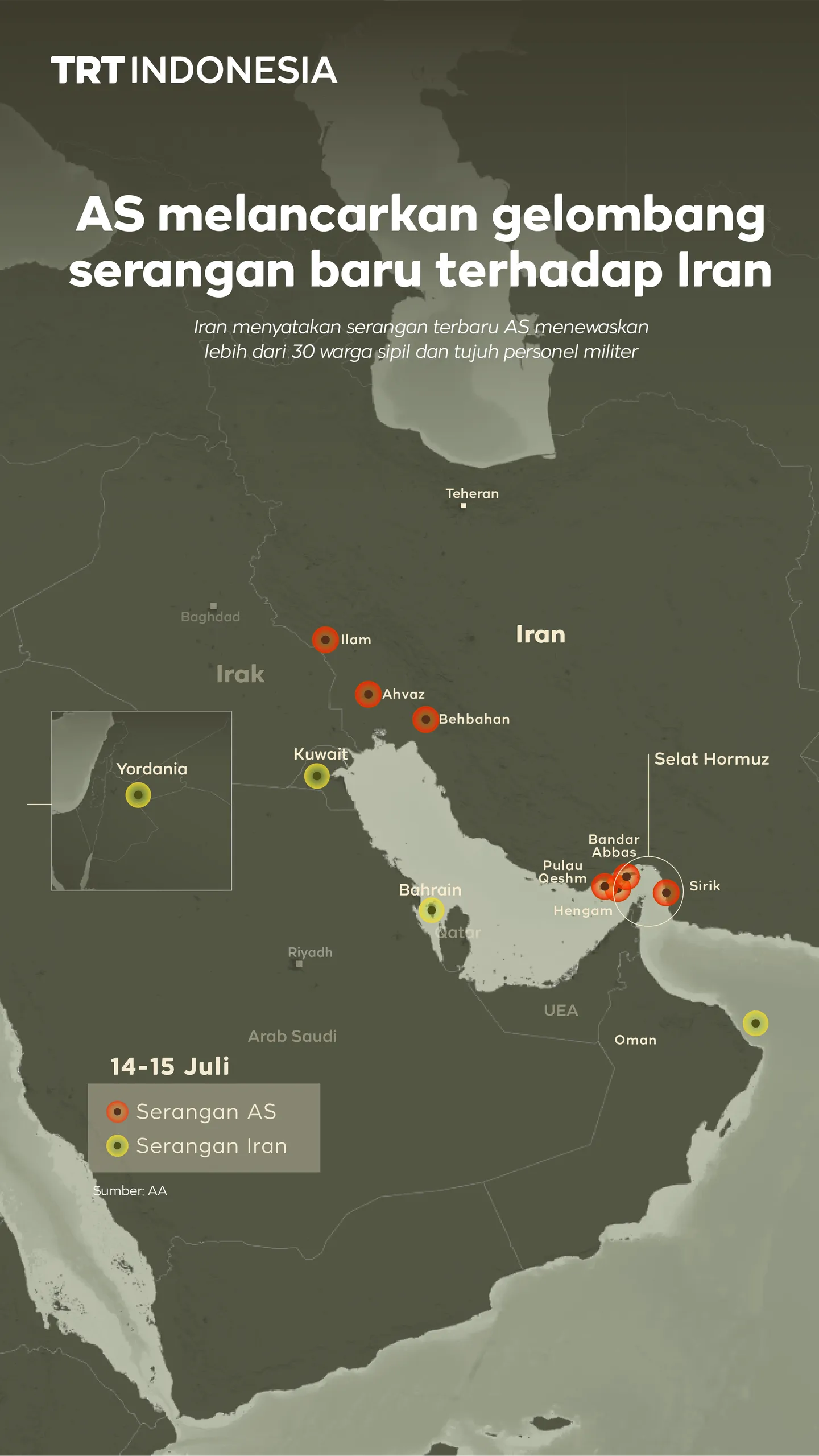 AS melancarkan gelombang serangan baru terhadap Iran