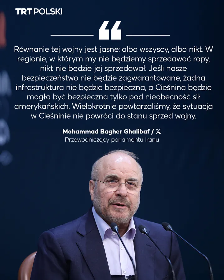 Mohammad Bagher Ghalibaf: Cieśnina Ormuz nie wróci do stanu sprzed wojny