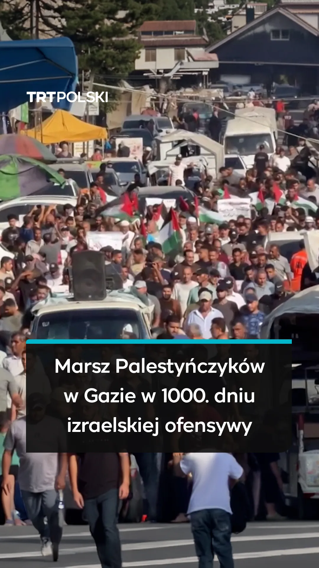 Marsz Palestyńczyków w Gazie w 1000. dniu izraelskiej ofensywy