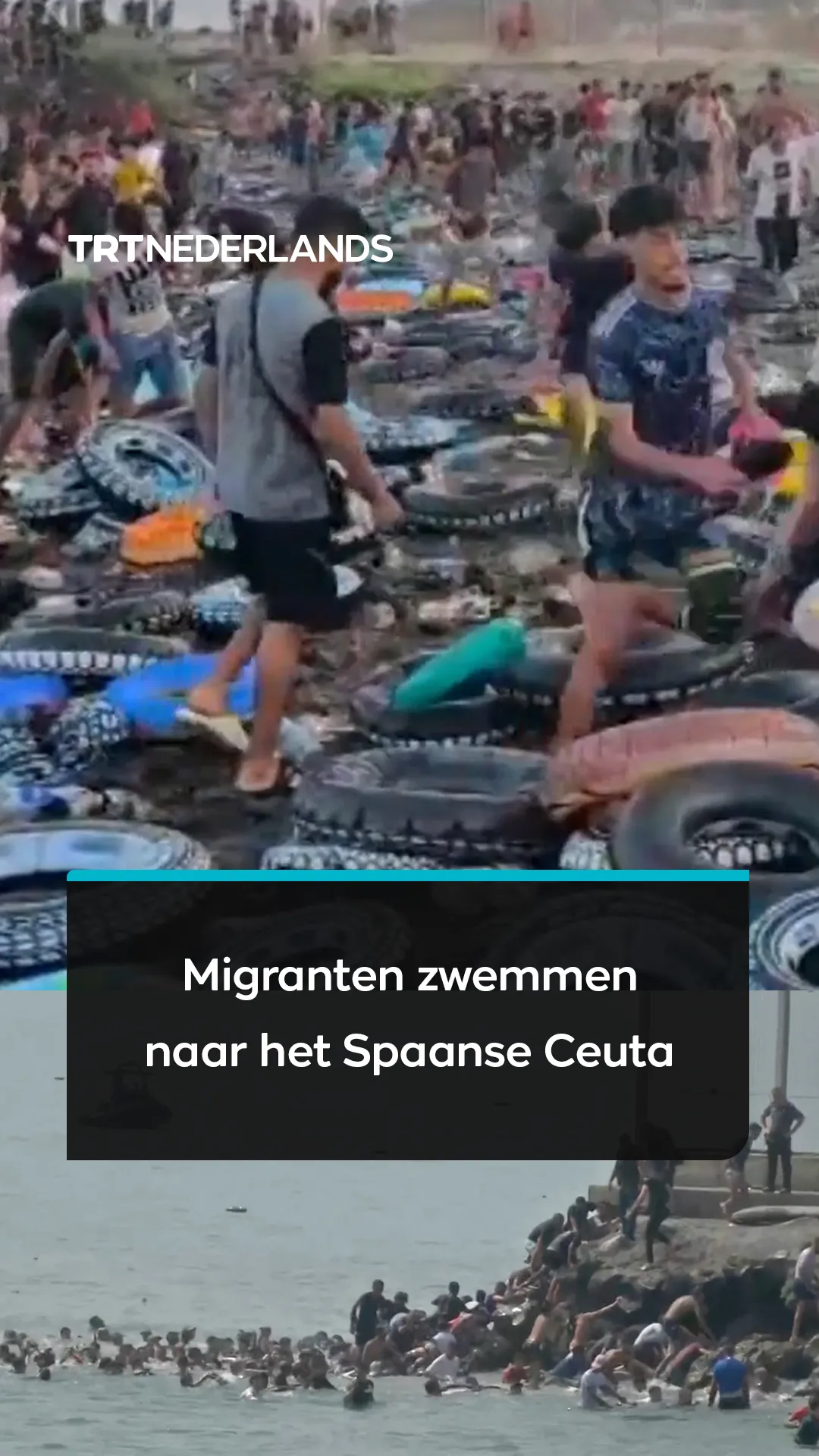 Migranten wagen een levensgevaarlijke zwemtocht om het Spaanse Ceuta te bereiken