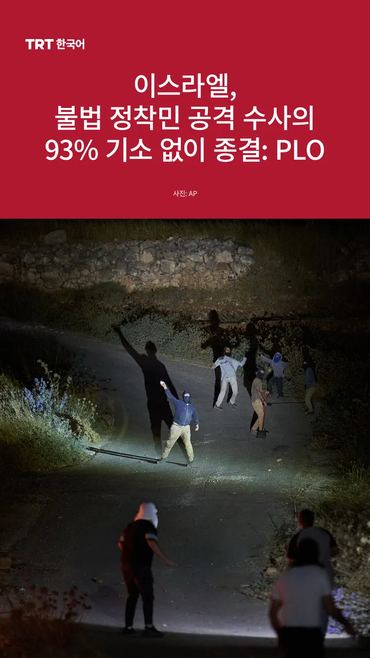 이스라엘, 불법 정착민 공격 수사의 93% 기소 없이 종결: PLO