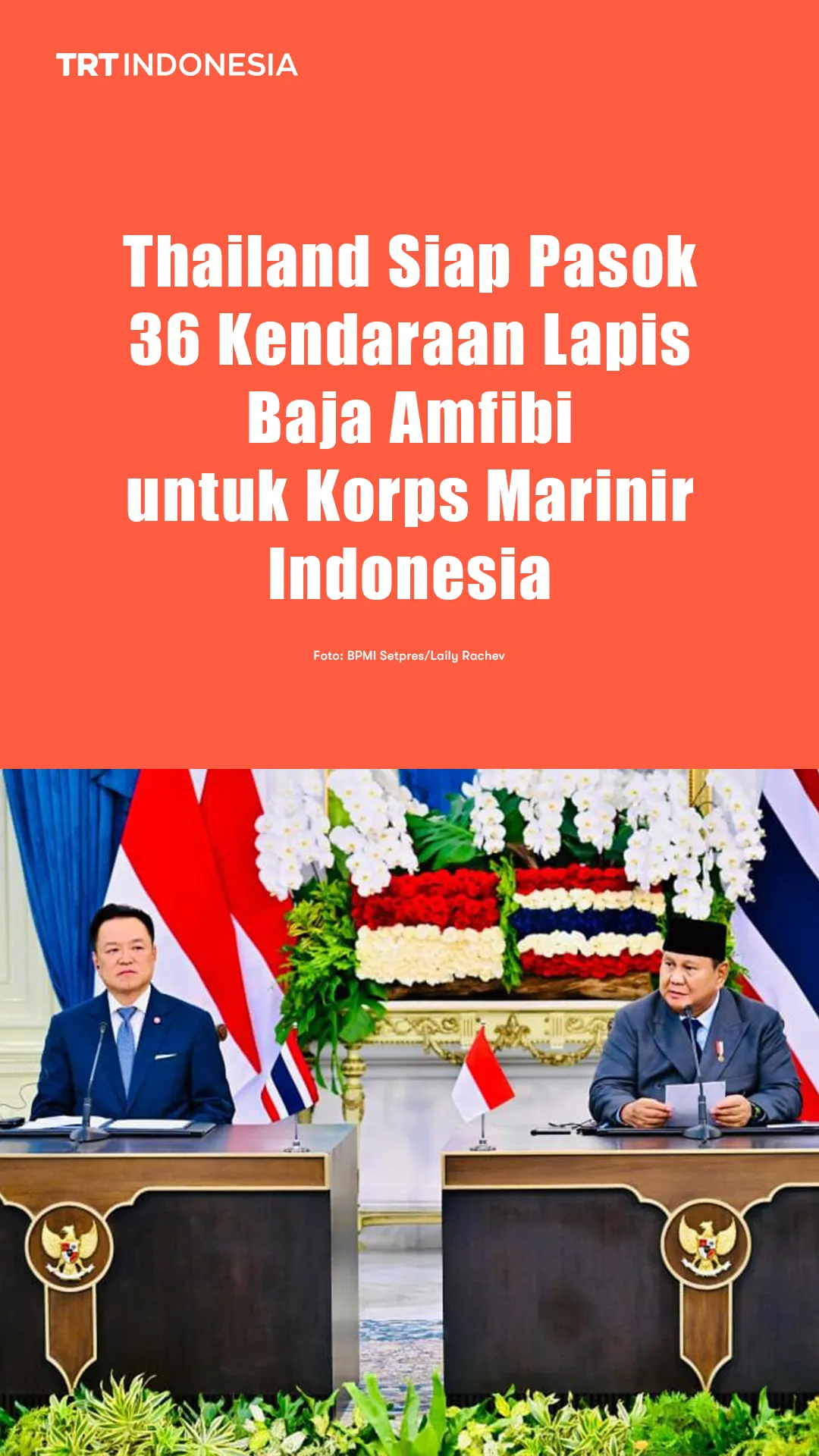 Thailand siap pasok 36 kendaraan lapis baja amfibi untuk Korps Marinir Indonesia