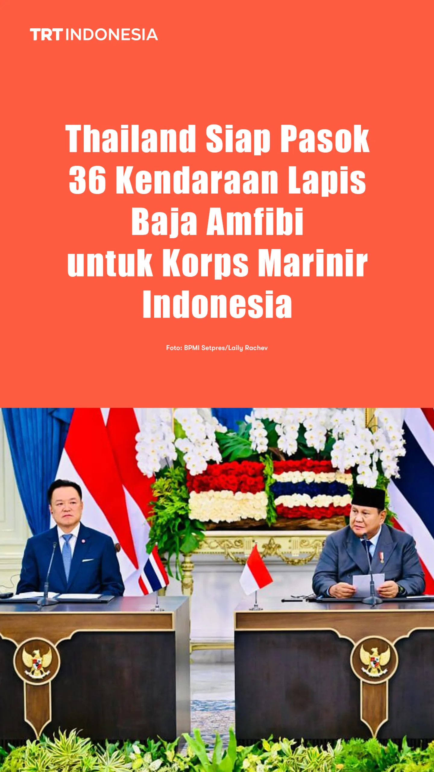 Thailand siap pasok 36 kendaraan lapis baja amfibi untuk Korps Marinir Indonesia