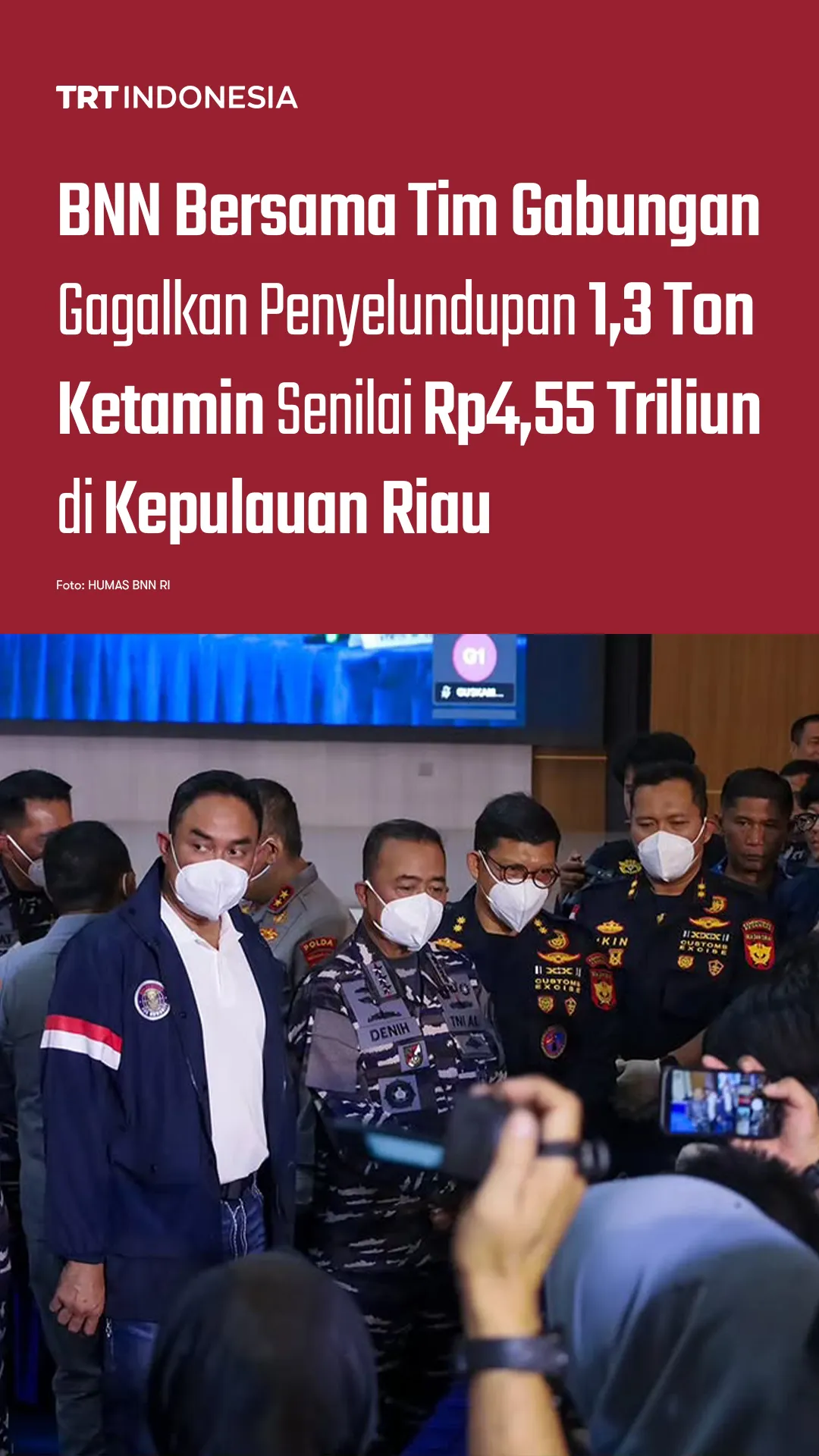 BNN bersama tim gabungan gagalkan penyelundupan 1,3 ton ketamin senilai Rp4,55 triliun di Kepri