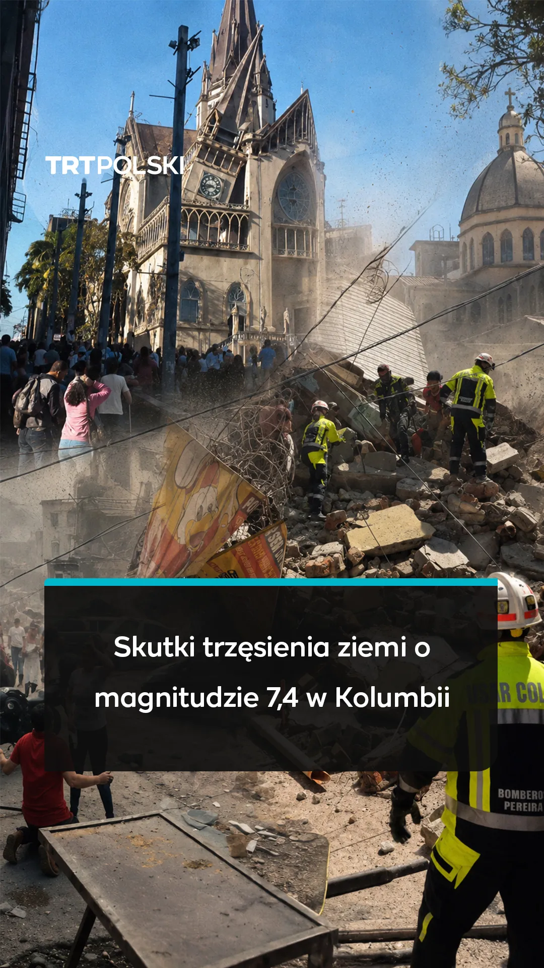 Skutki trzęsienia ziemi o magnitudzie 7,4 w Kolumbii