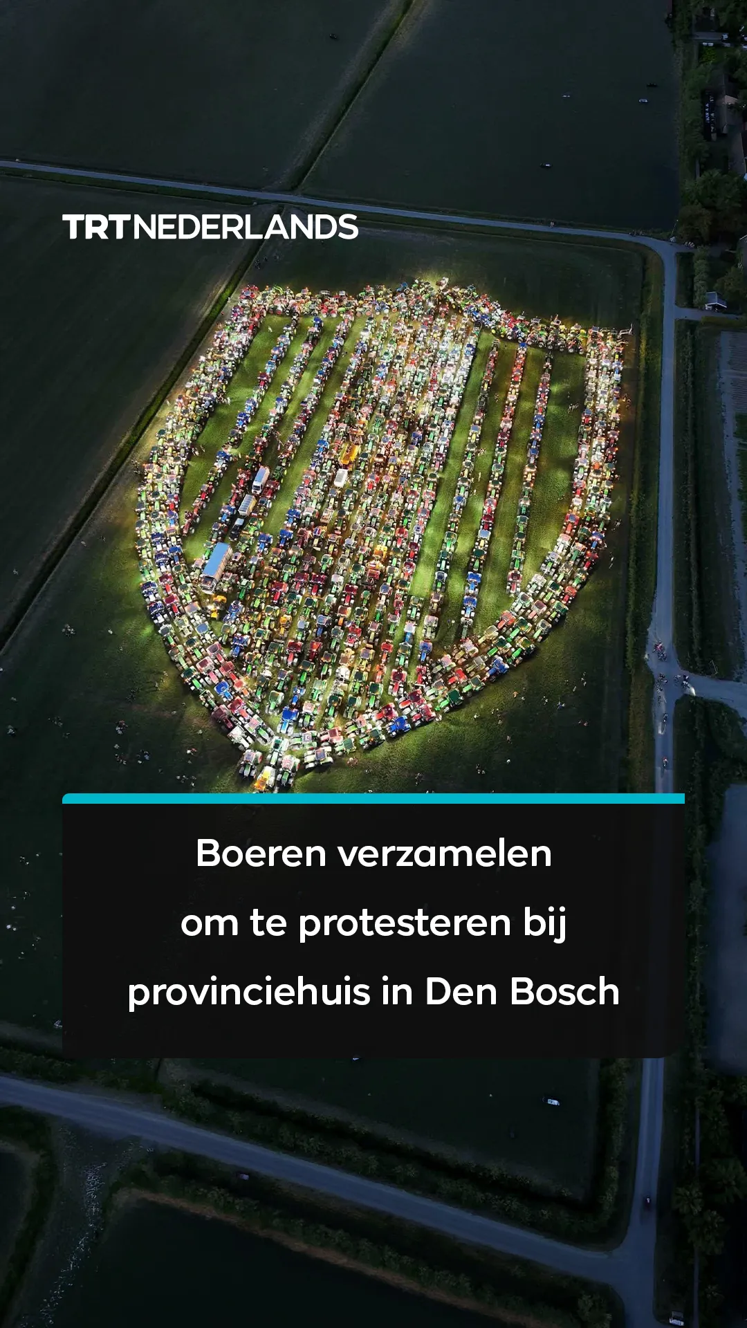 Boeren verzamelen met tractoren voorafgaand aan protest bij provinciehuis Den Bosch