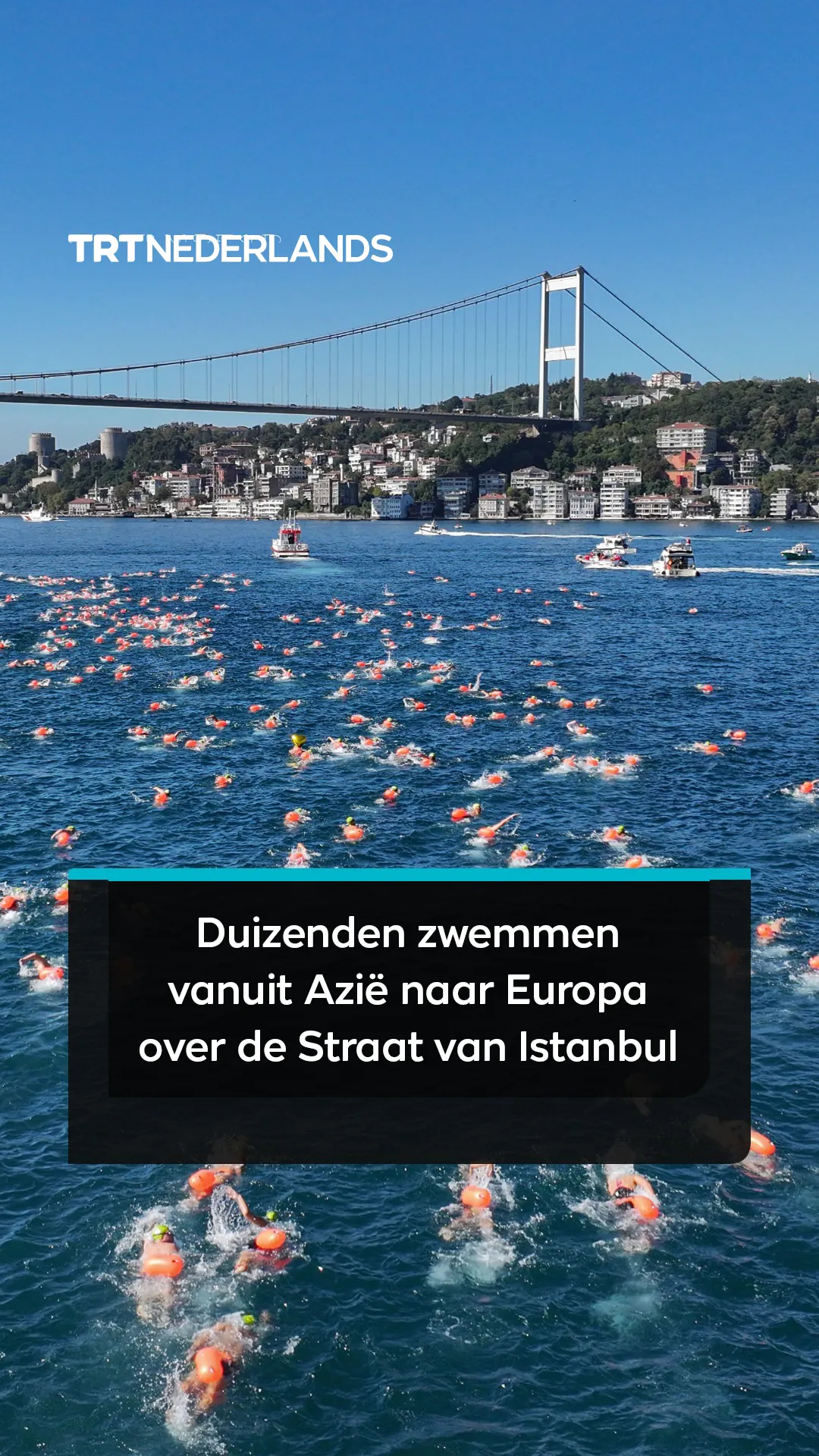 Meer dan 2.000 zwemmers steken de zeestraat van Istanbul over van Azië naar Europa