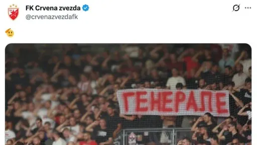 UEFA pokrenula postupak protiv Crvene zvezde zbog transparenta o ratnom zločincu Ratku Mladiću
