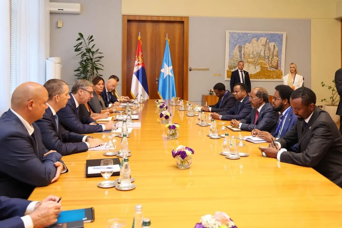 MW Xasan Sheekh oo Wadahadallo la Yeeshay Madax Kala Duwan oo ka Qaybgalaya Shirka NAM ee Serbia