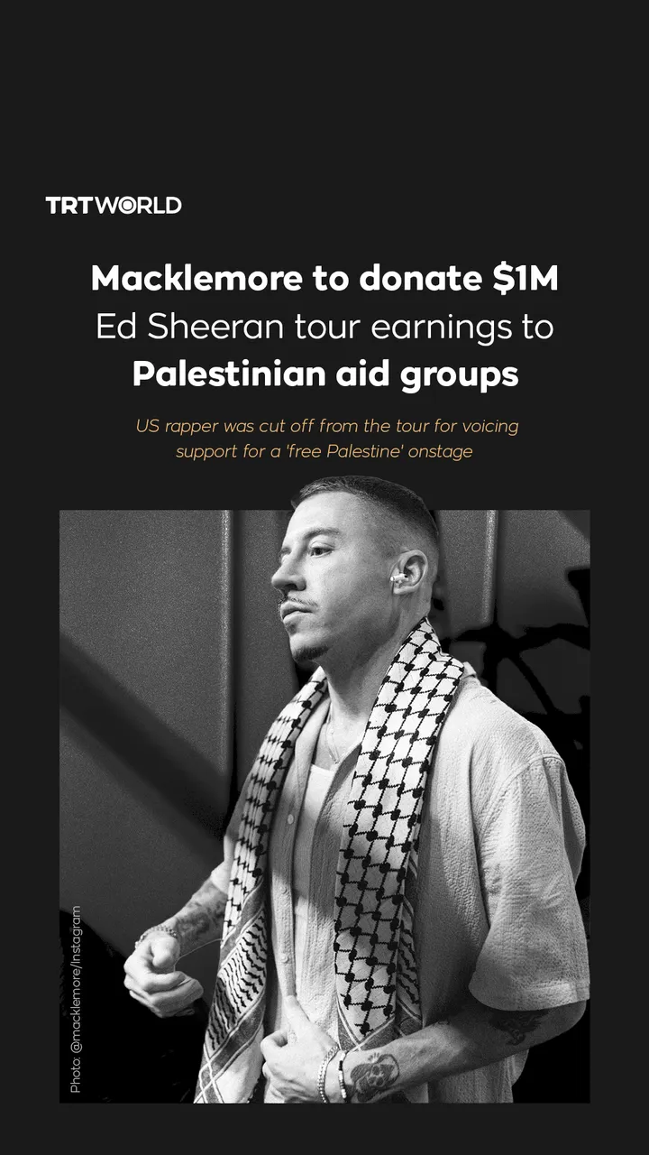 Macklemore to donate $1M Ed Sheeran tour earnings to Palestinian aid groups