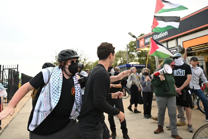 Pro-Palestine protesters rally outside Ed Sheeran concert in Philadelphia