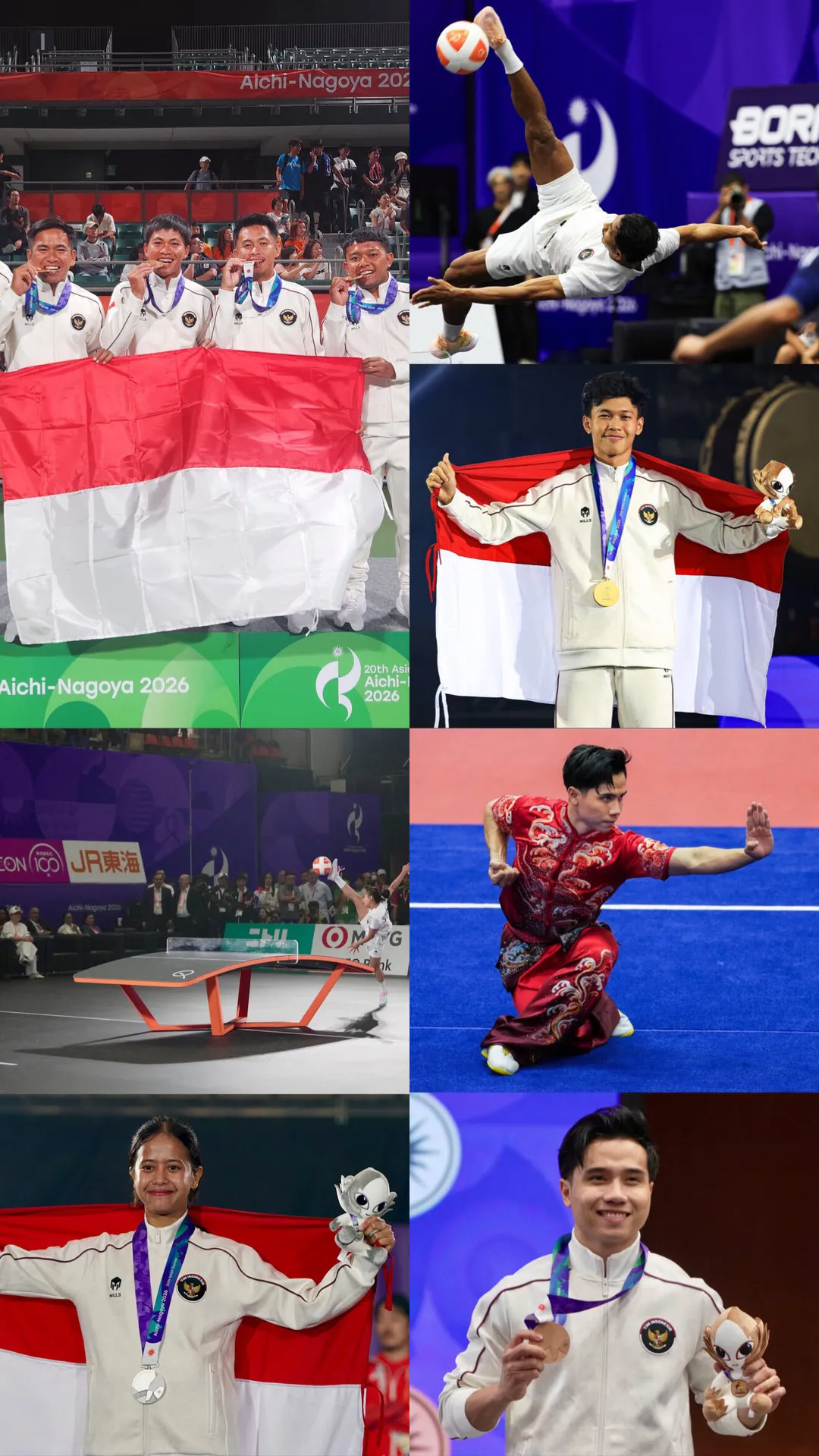 Indonesia raih 8 medali dan tempati posisi 15 klasemen sementara Asian Games 2026