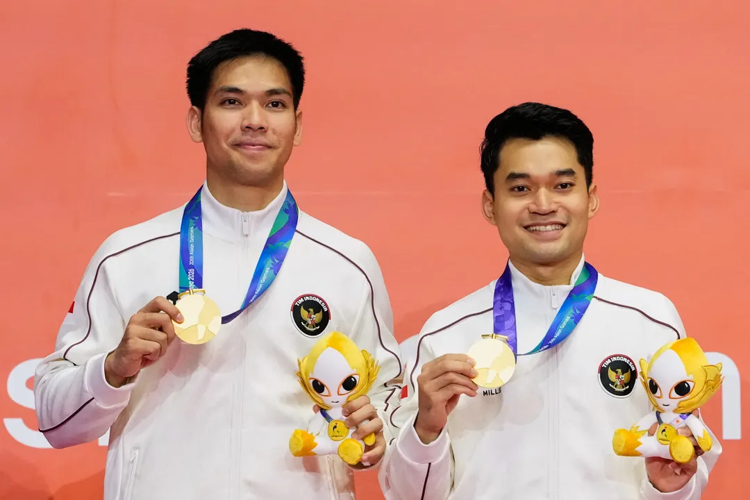 Ganda putra bulu tangkis raih emas ketiga, Indonesia peringkat 15 klasemen sementara Asian Games