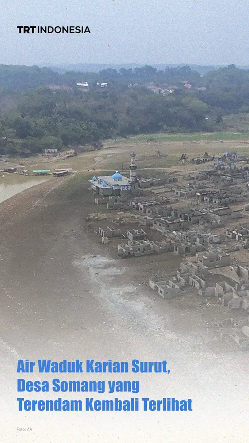 Air Waduk Karian surut, Desa Somang yang terendam kembali terlihat