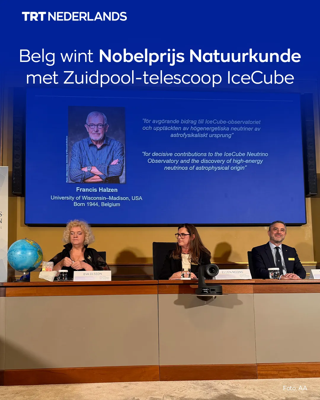 Belgische natuurkundige Francis Halzen wint Nobelprijs voor Natuurkunde