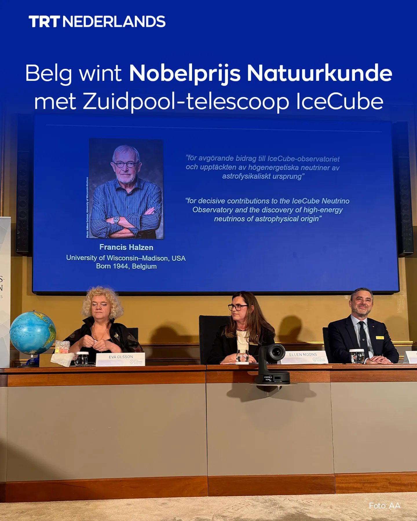 Belgische natuurkundige Francis Halzen wint Nobelprijs voor Natuurkunde