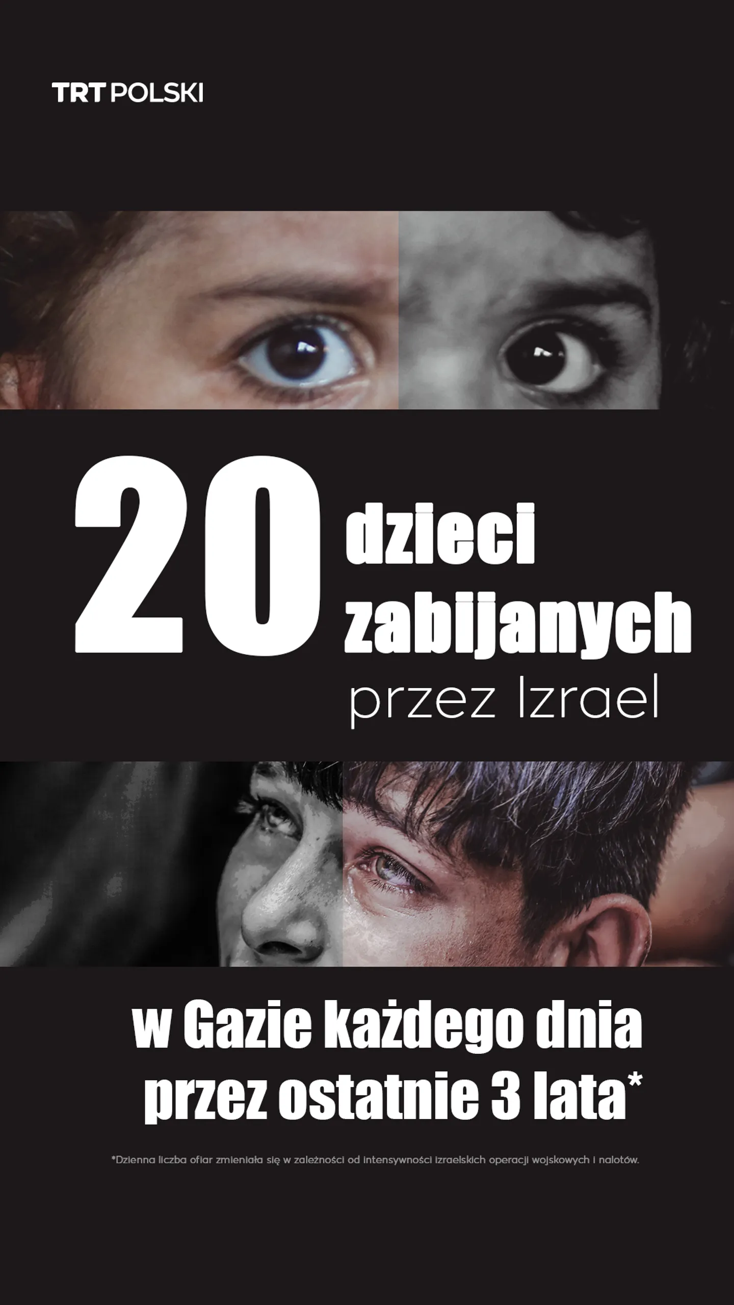 20 dzieci zabijanych w Gazie każdego dnia przez ostatnie 3 lata
