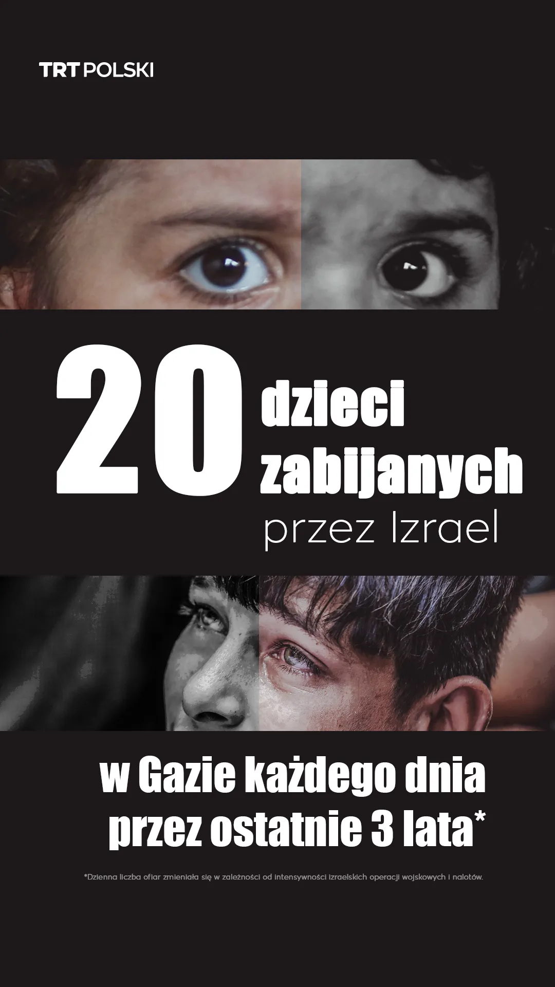 20 dzieci zabijanych w Gazie każdego dnia przez ostatnie 3 lata narrow