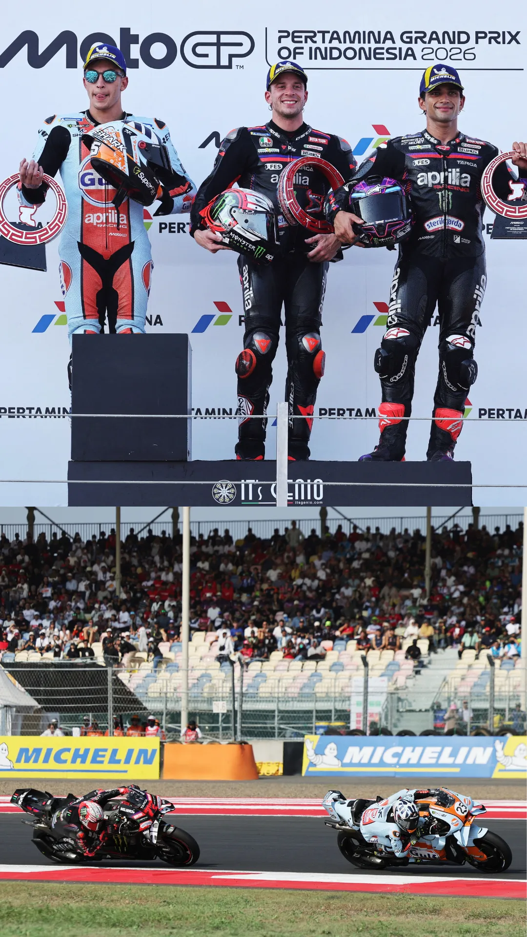 Marco Bezzecchi menang di MotoGP Indonesia 2026, Jorge Martin kembali pimpin klasemen