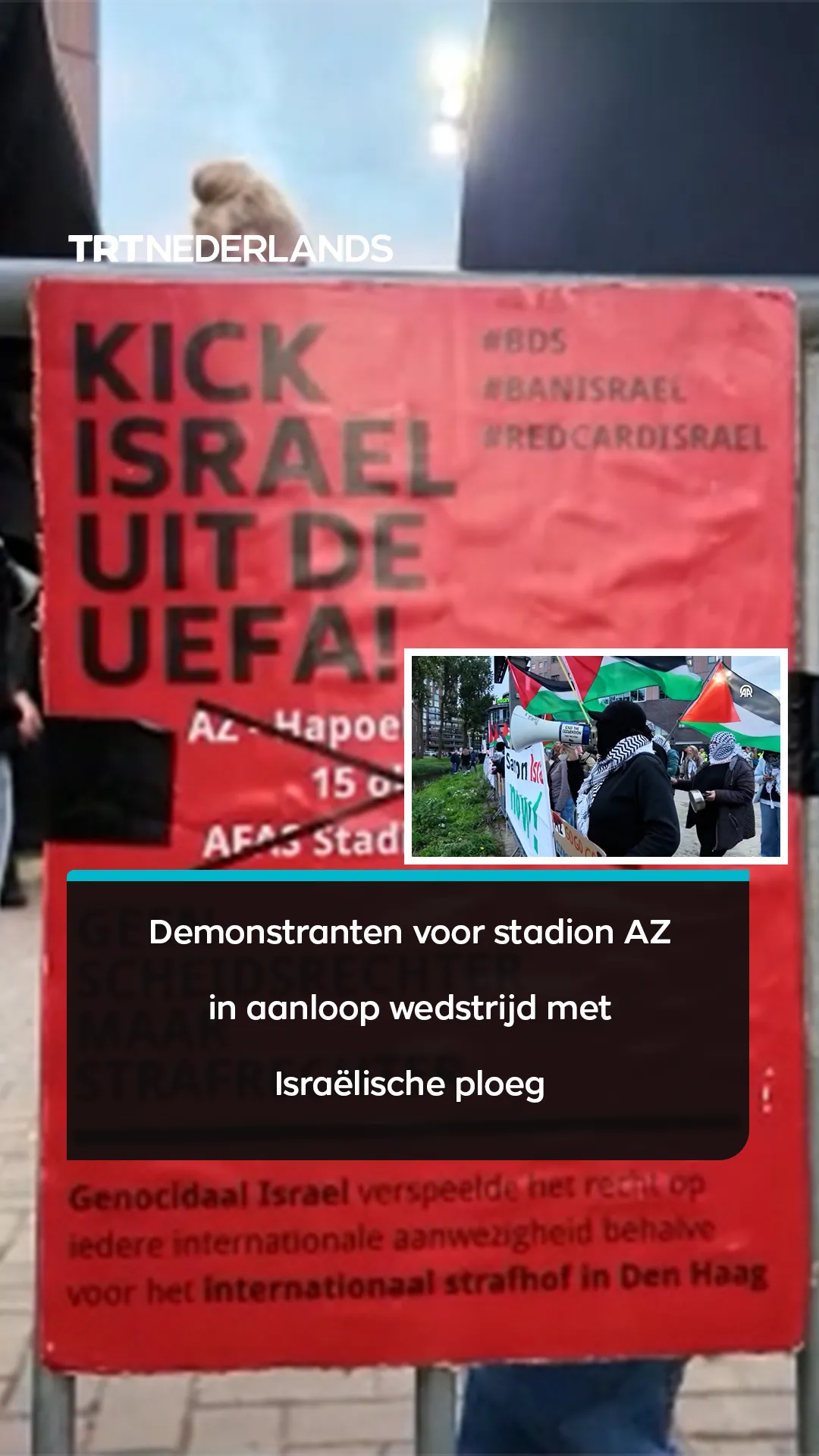 Demonstranten verzamelen zich voor stadion AZ in aanloop naar wedstrijd met Israëlische ploeg
