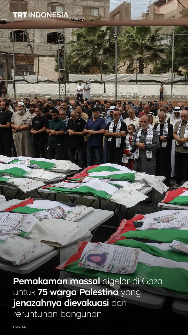 Pemakaman massal digelar di Gaza untuk 75 warga Palestina