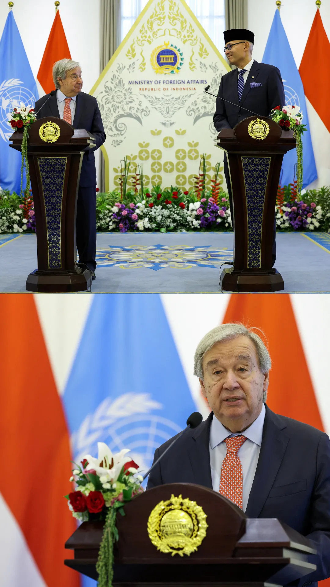 Sekjen PBB Guterres kunjungi Kemlu Indonesia dan beri penghormatan kepada pasukan perdamaian