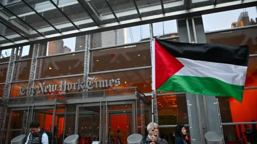 Protesters gather outside New York Times over Gaza, Lebanon coverage