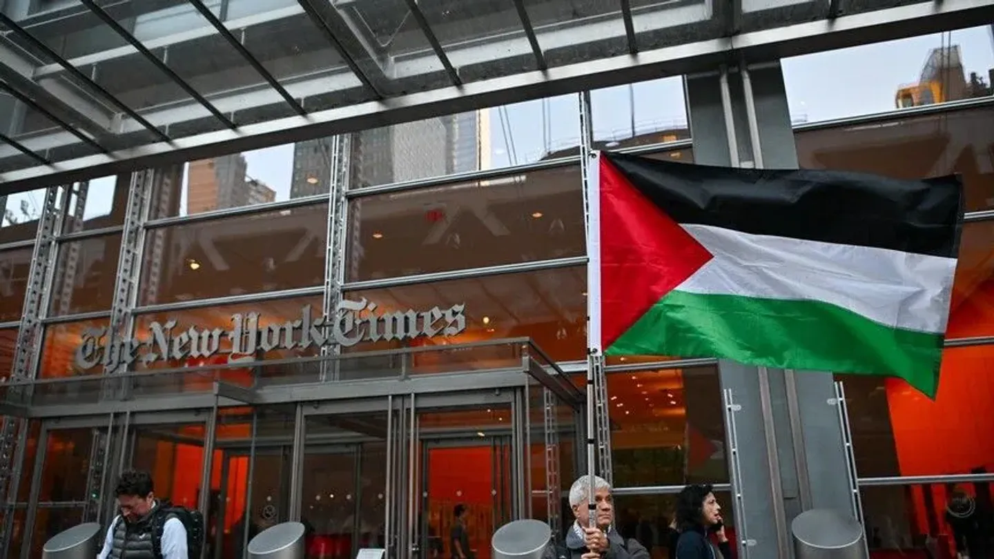 Protesters gather outside New York Times over Gaza, Lebanon coverage