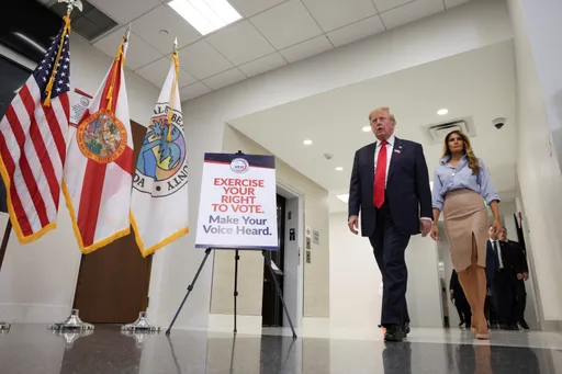 Trump votes early in Florida as DOJ pressures California over voter rolls