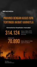 Provinsi dengan kasus ISPA tertinggi akibat karhutla