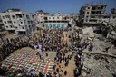 Thousands in Gaza attend funeral for 112 Palestinians recovered from rubble