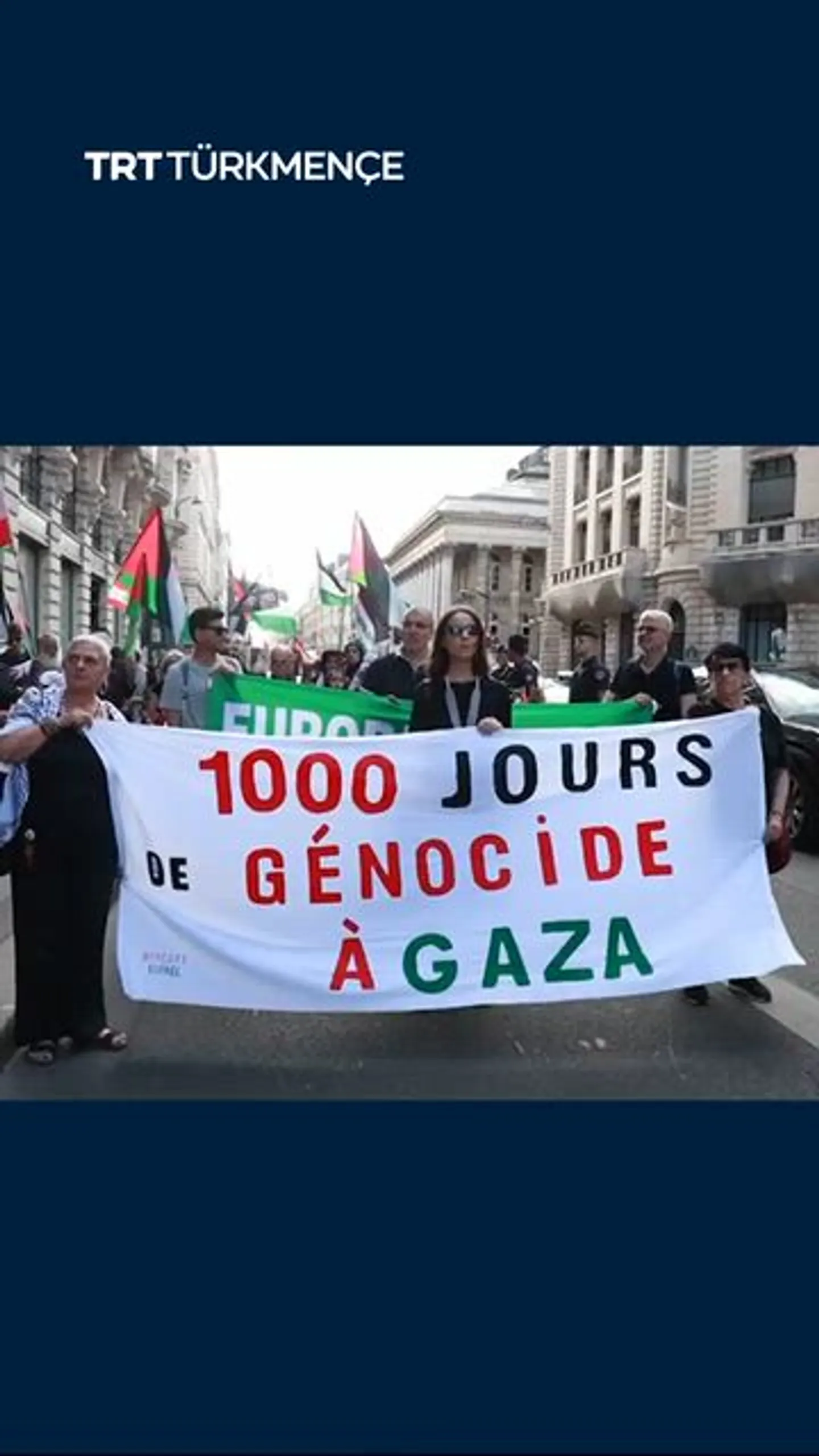 Gaza genosidiniň 1000-nji gününde Parižde ýöriş geçirildi